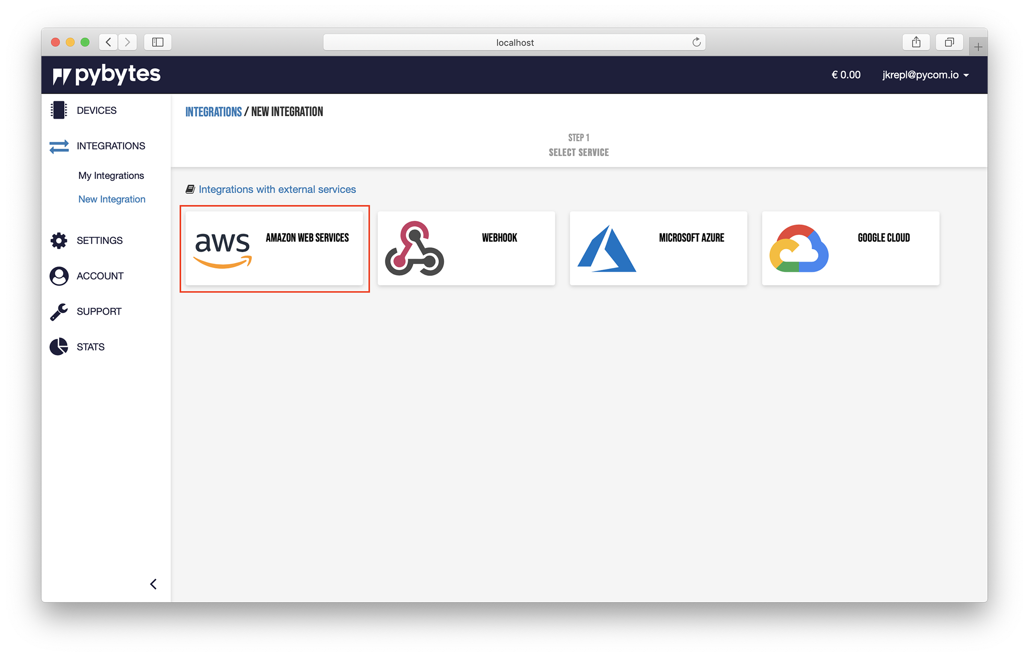 New AWS integration